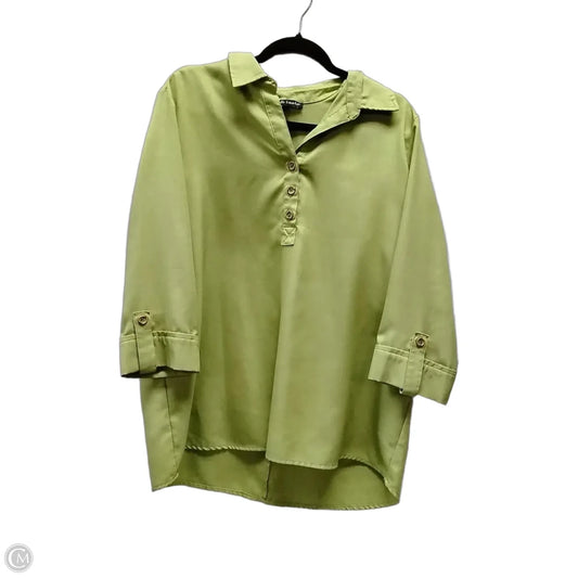 Blouse 3/4 Sleeve By Clothes Mentor In Green, Size: L