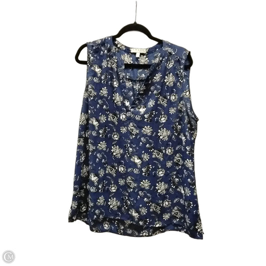 Blouse Short Sleeve By Chaus In Blue & White, Size: Xl