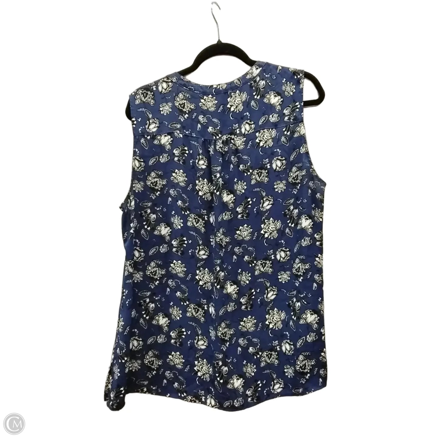 Blouse Short Sleeve By Chaus In Blue & White, Size: Xl