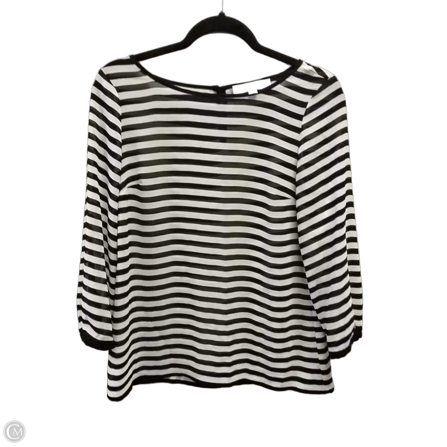 Blouse Long Sleeve By Loft In Black & White, Size: Xs
