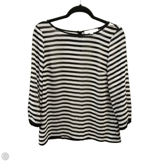 Blouse Long Sleeve By Loft In Black & White, Size: Xs