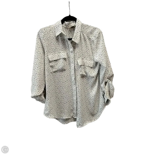 Blouse Long Sleeve By Loft In Polkadot Pattern, Size: M