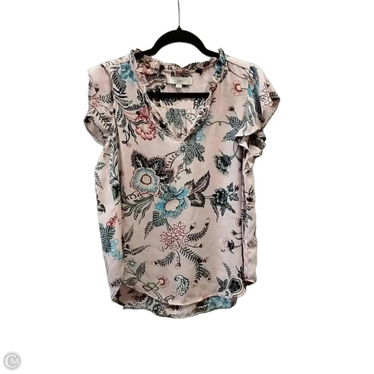 Blouse Short Sleeve By Loft In Floral Print, Size: M