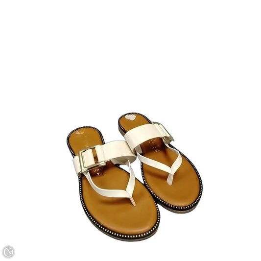 Sandals Flats By Toscanella In Brown & Cream, Size: 7.5