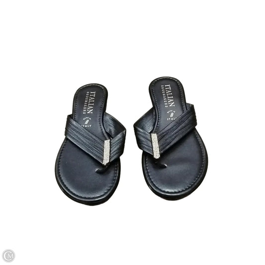 Sandals Flats By Italian Shoemakers In Navy, Size: 8