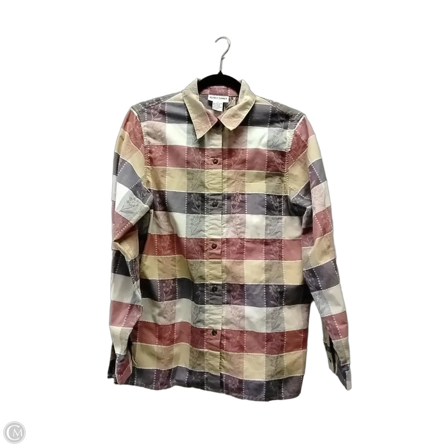 Blouse Long Sleeve By Alfred Dunner In Checkered Pattern, Size: L
