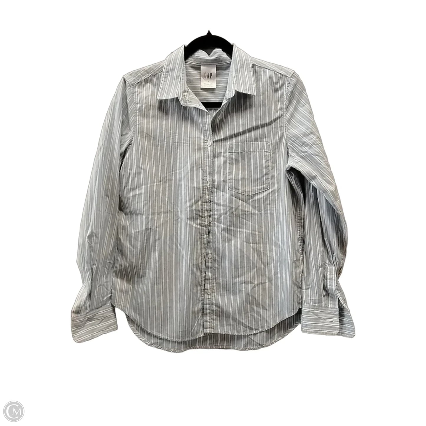 Blouse Long Sleeve By Gap In Striped Pattern, Size: S