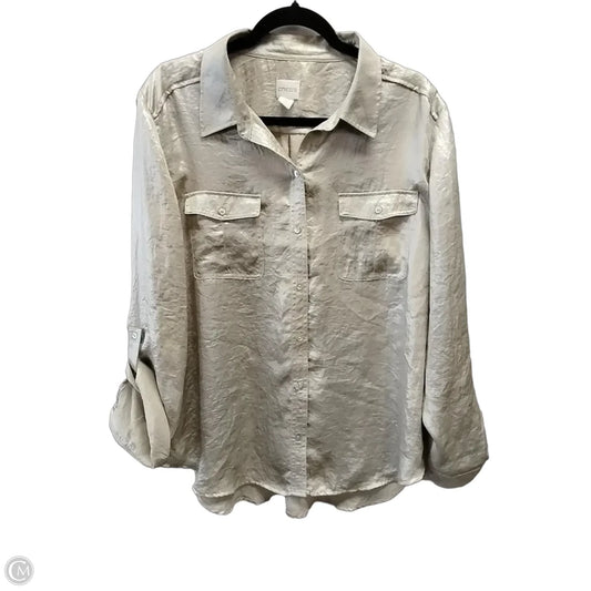 Blouse Long Sleeve By Chicos In Gold, Size: Xl