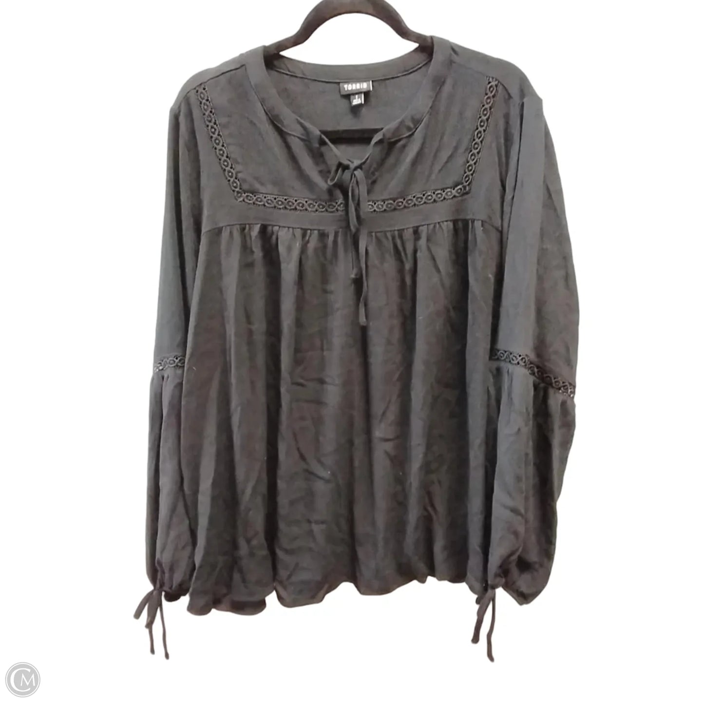 Blouse Long Sleeve By Torrid In Black, Size: 1x