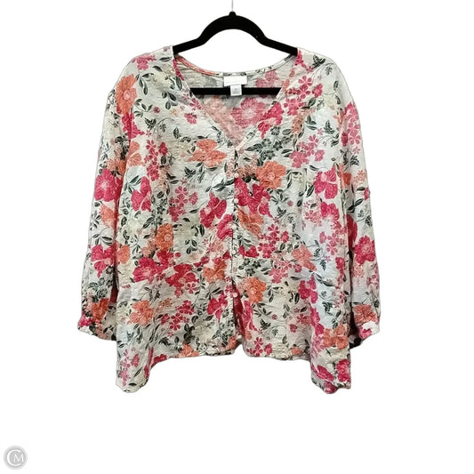 Top Long Sleeve By Liz Claiborne In Floral Print, Size: 2x