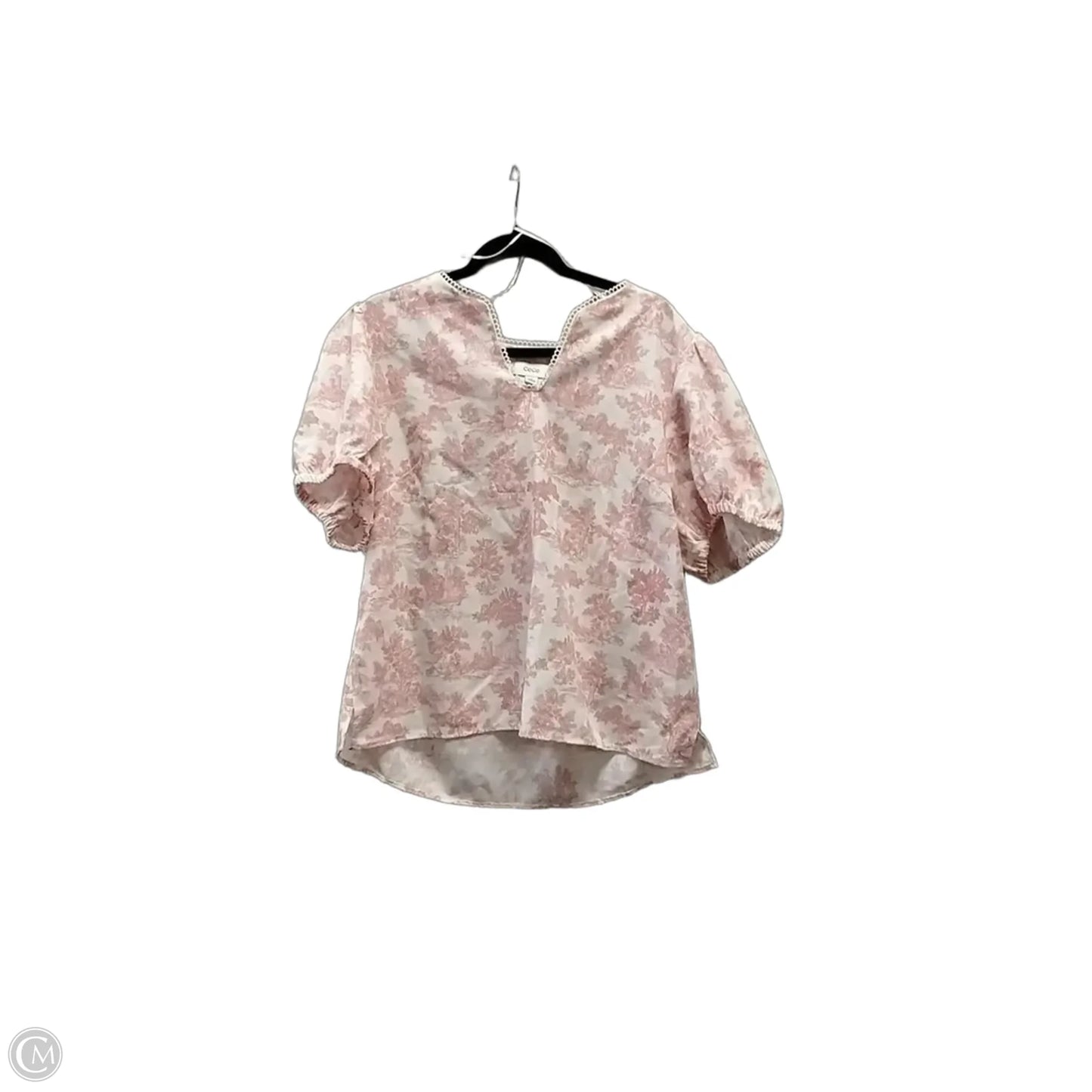 Blouse Sleeveless By Cece In Pink & White, Size: Xl