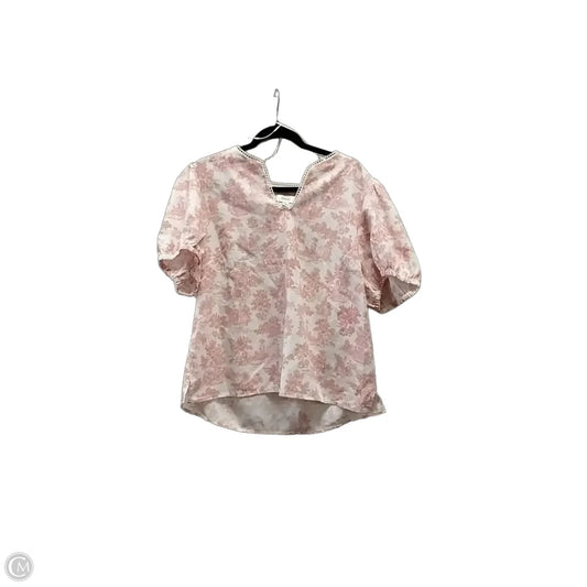 Blouse Sleeveless By Cece In Pink & White, Size: Xl