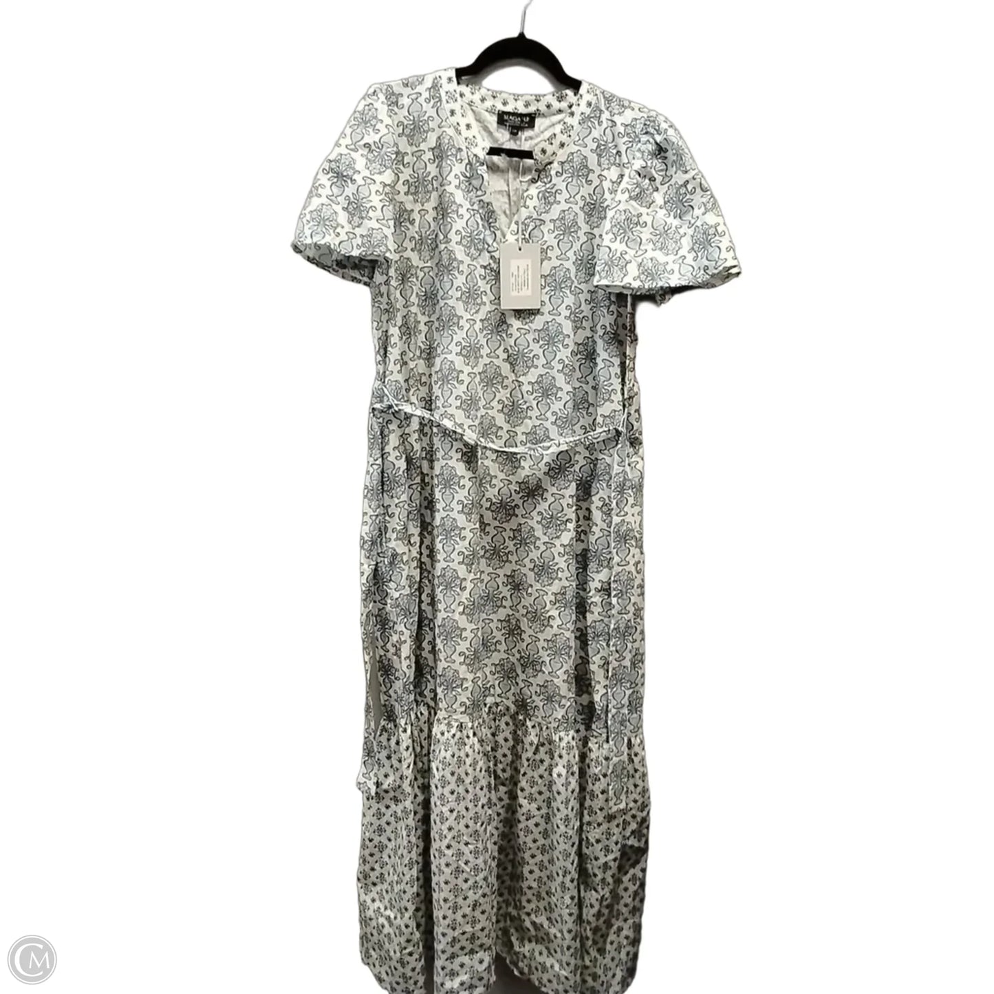 Dress Casual Midi By Clothes Mentor In Blue & White, Size: 12