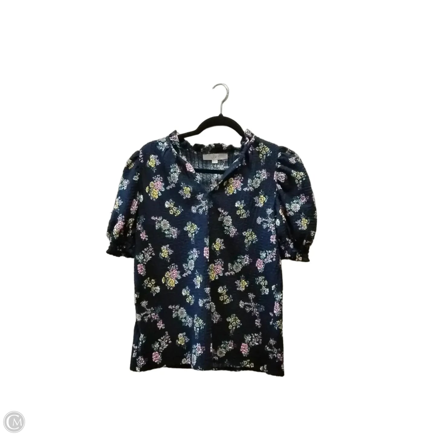 Blouse Short Sleeve By Loft In Floral Print, Size: Xs