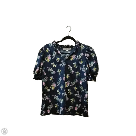 Blouse Short Sleeve By Loft In Floral Print, Size: Xs