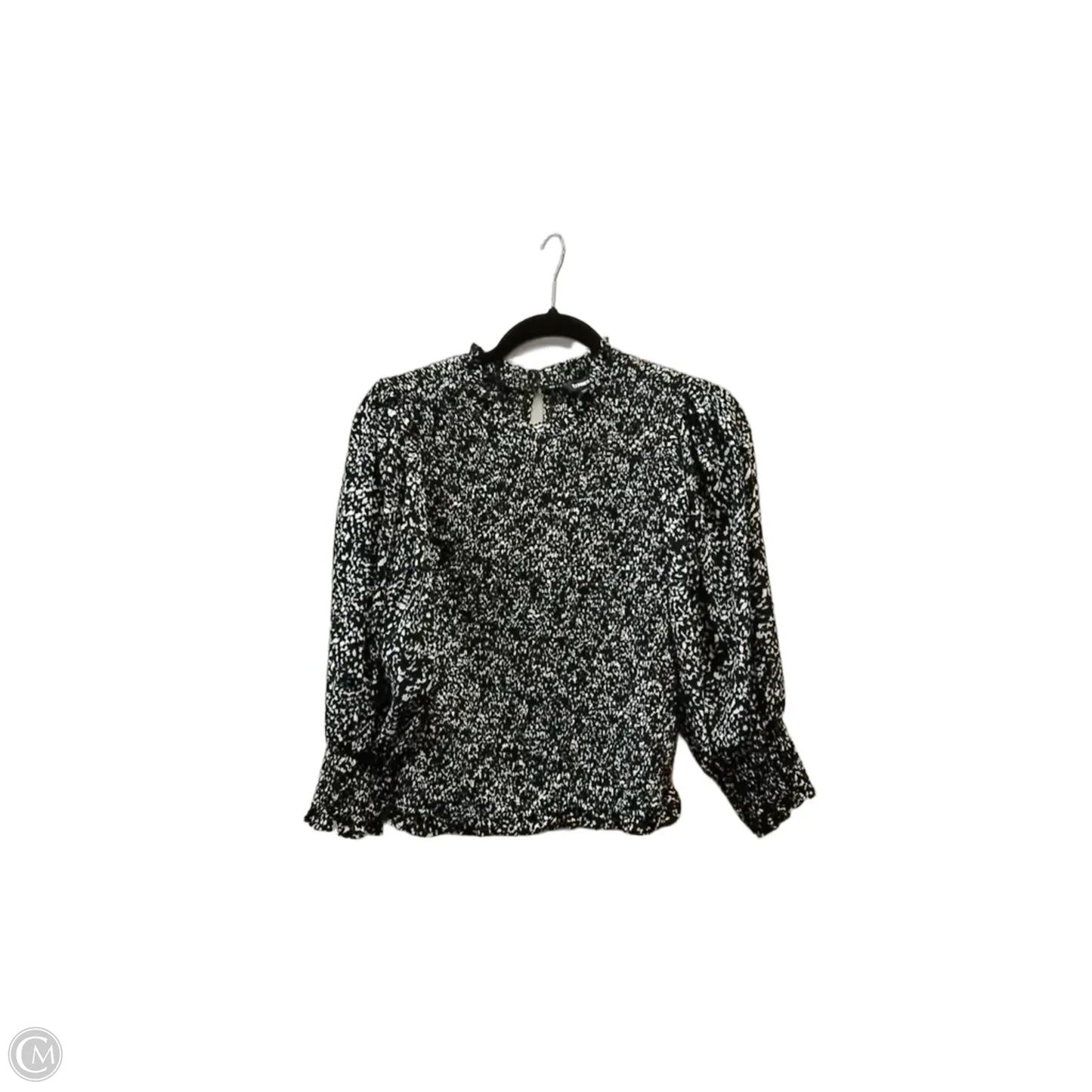Blouse Long Sleeve By Express In Blue & White, Size: Xs