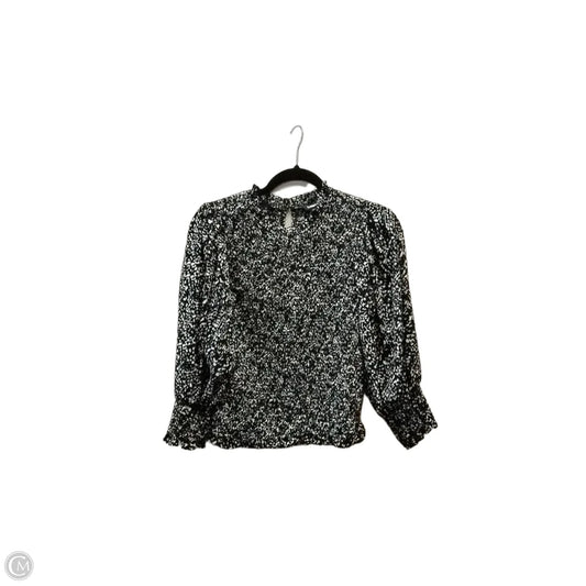 Blouse Long Sleeve By Express In Blue & White, Size: Xs