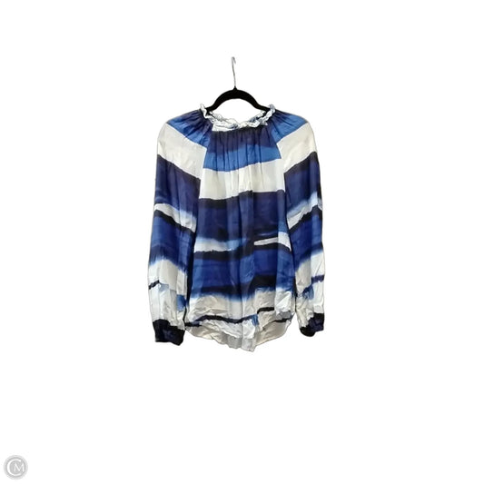 Blouse Long Sleeve By Bella Dahl In Blue & White, Size: Xs