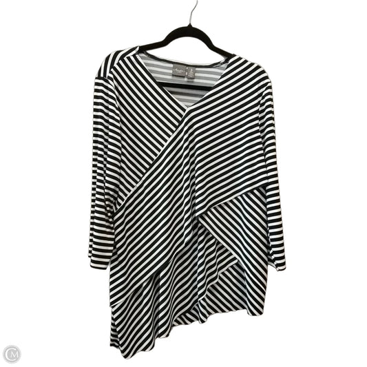 Blouse Long Sleeve By Chicos In Blue & White, Size: Xl