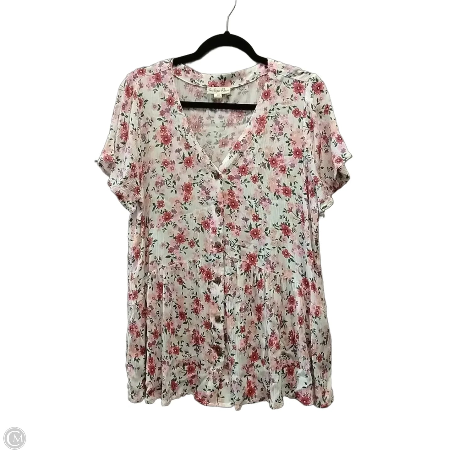Top Short Sleeve By Indigo Rose In Floral Print, Size: 1x