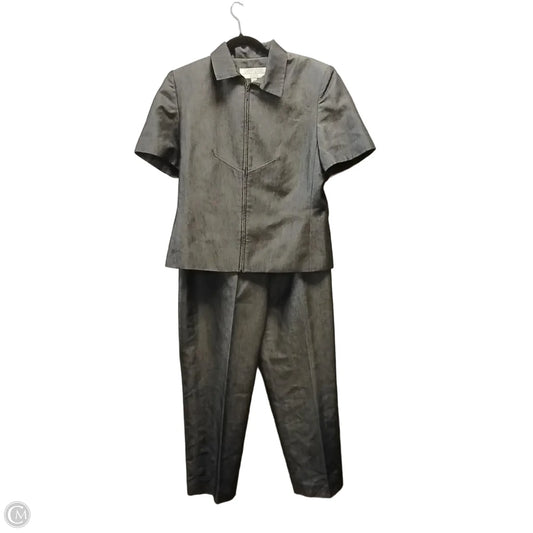 Pants Suit 2pc By Larry Levine In Grey, Size: 12
