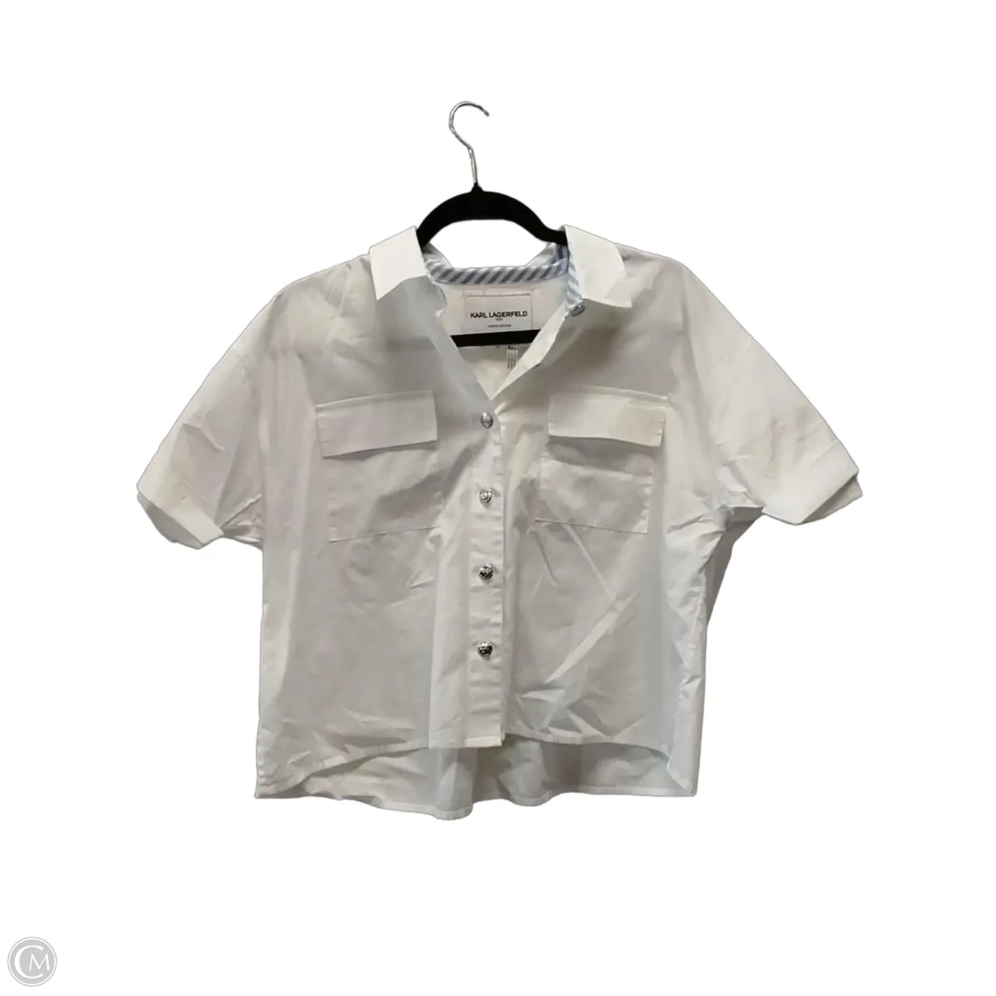 Top Short Sleeve Designer By Karl Lagerfeld In White, Size: M