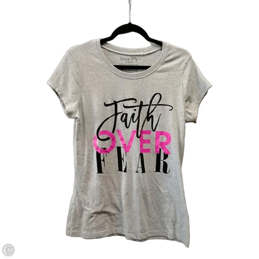 Top Short Sleeve By Wound Up In Grey, Size: Xl