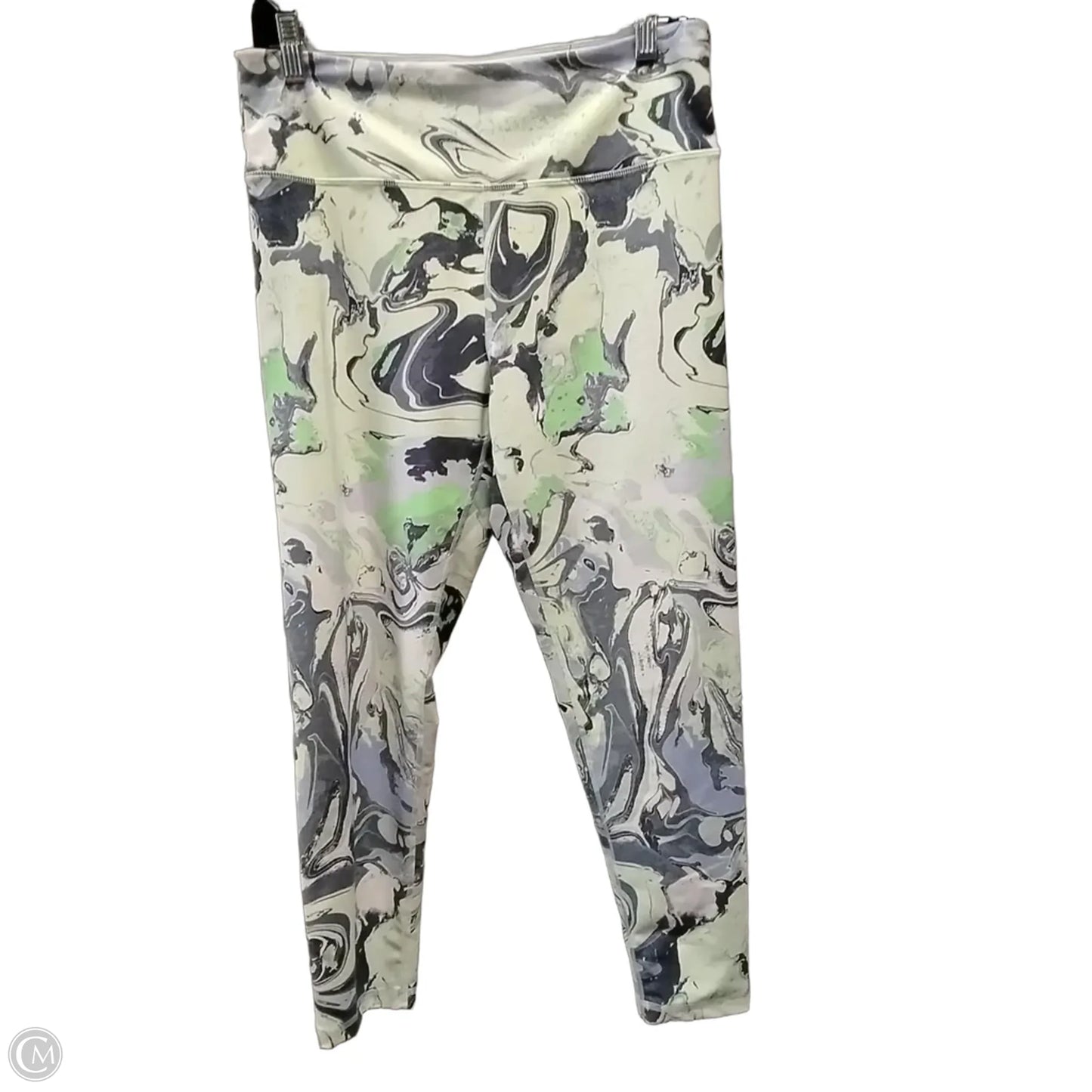 Athletic Leggings By Dkny In Green & Grey, Size: L