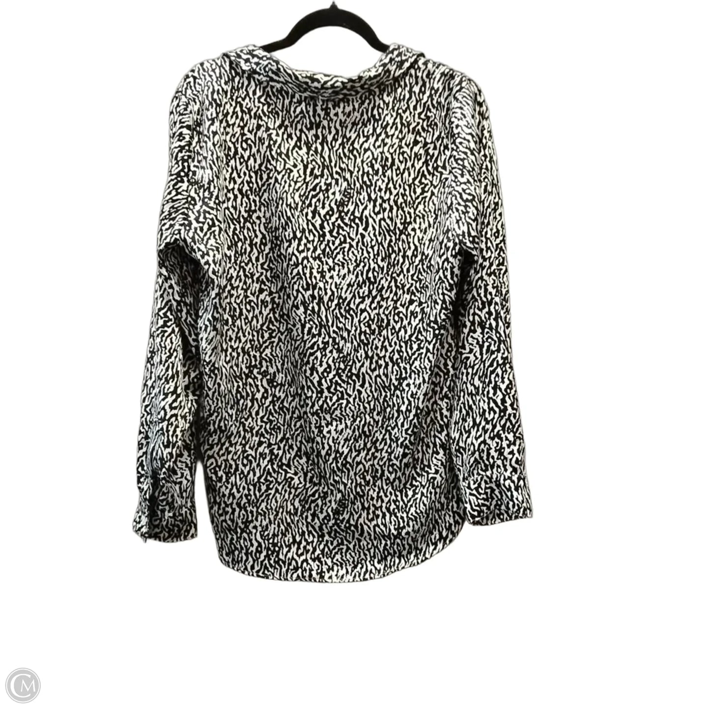 Blouse Long Sleeve By Dkny In Black & White, Size: L
