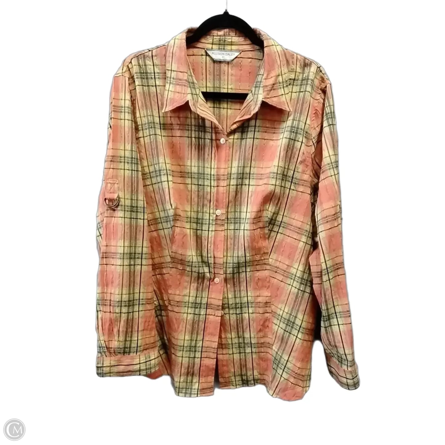 Blouse Long Sleeve By Allison Daley In Orange & Yellow, Size: 2x