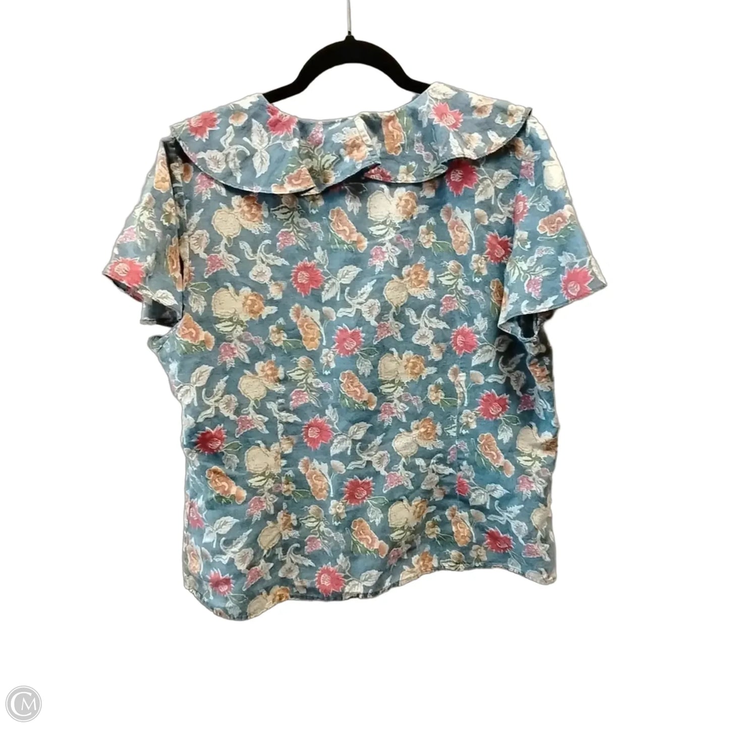 Blouse Short Sleeve By Chaps In Floral Print, Size: Xl