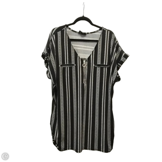 Blouse Short Sleeve By Sweet Wanderer In Black & White, Size: 2x