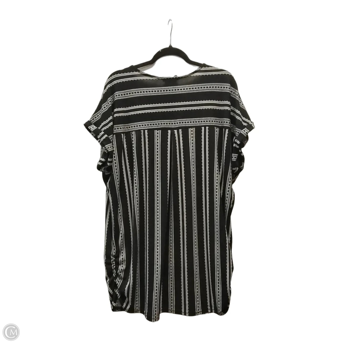 Blouse Short Sleeve By Sweet Wanderer In Black & White, Size: 2x
