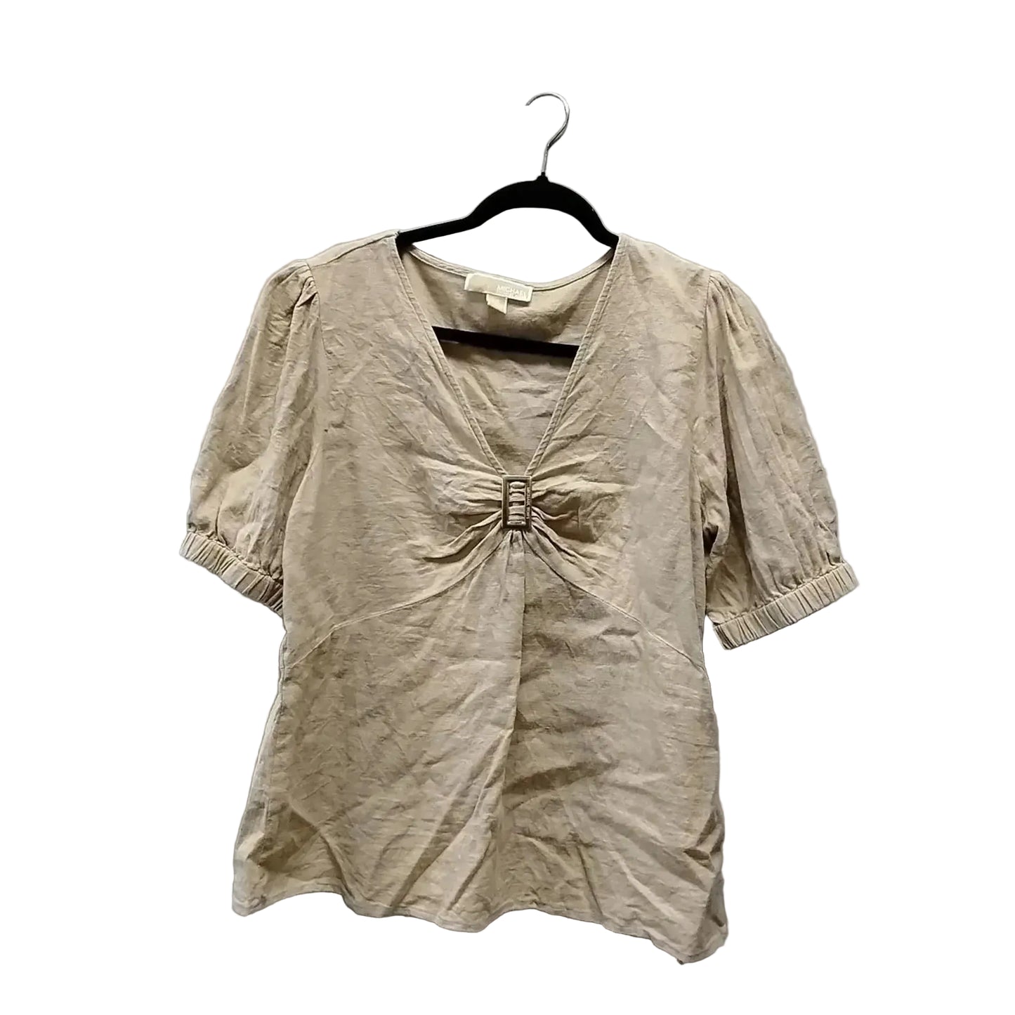 Blouse Short Sleeve By Michael By Michael Kors In Tan, Size: L