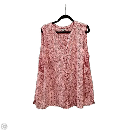 Blouse Short Sleeve By Croft And Barrow In Geometric Pattern, Size: 3x