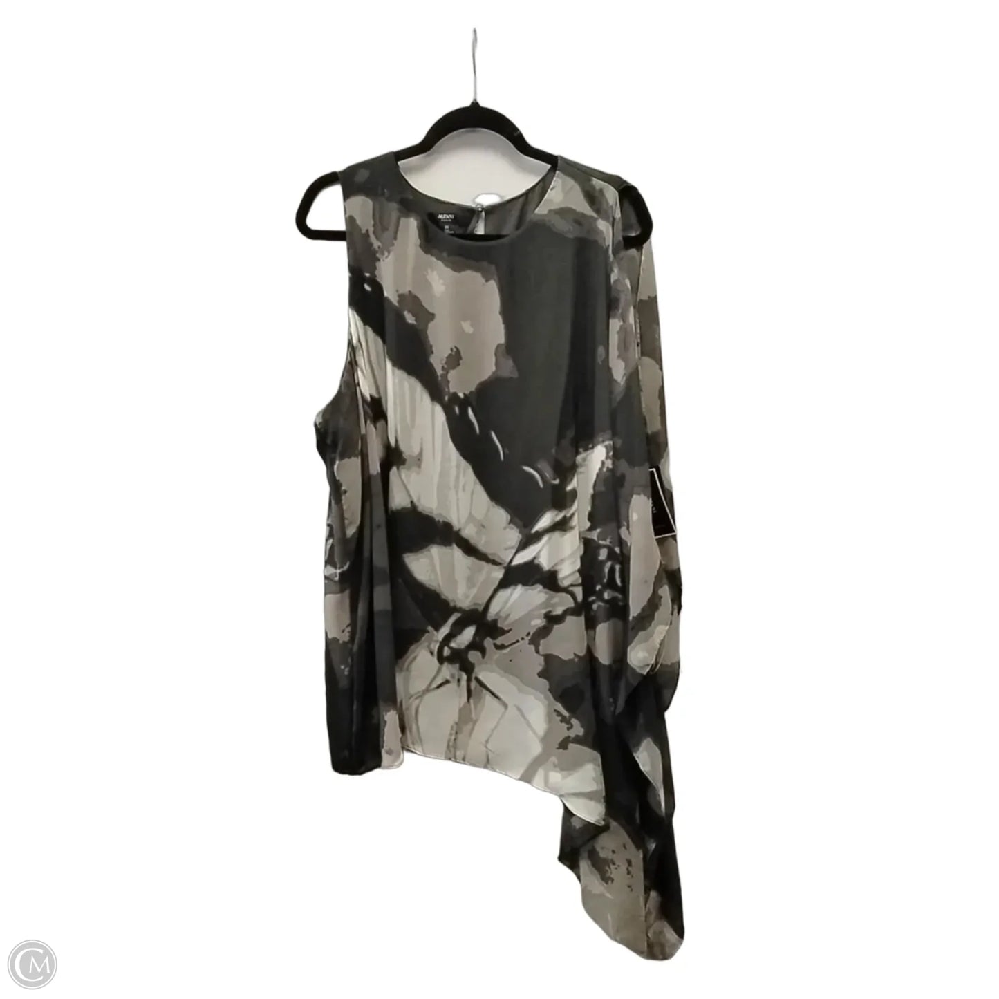 Blouse Short Sleeve By Alfani In Black & Grey, Size: 3x