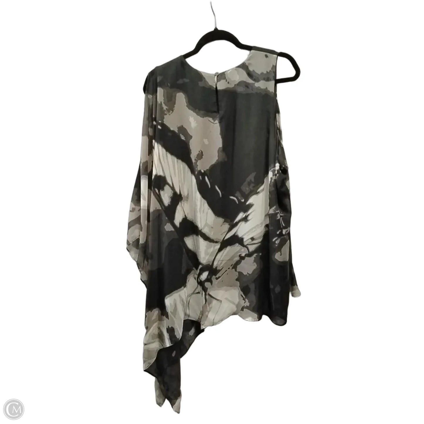Blouse Short Sleeve By Alfani In Black & Grey, Size: 3x