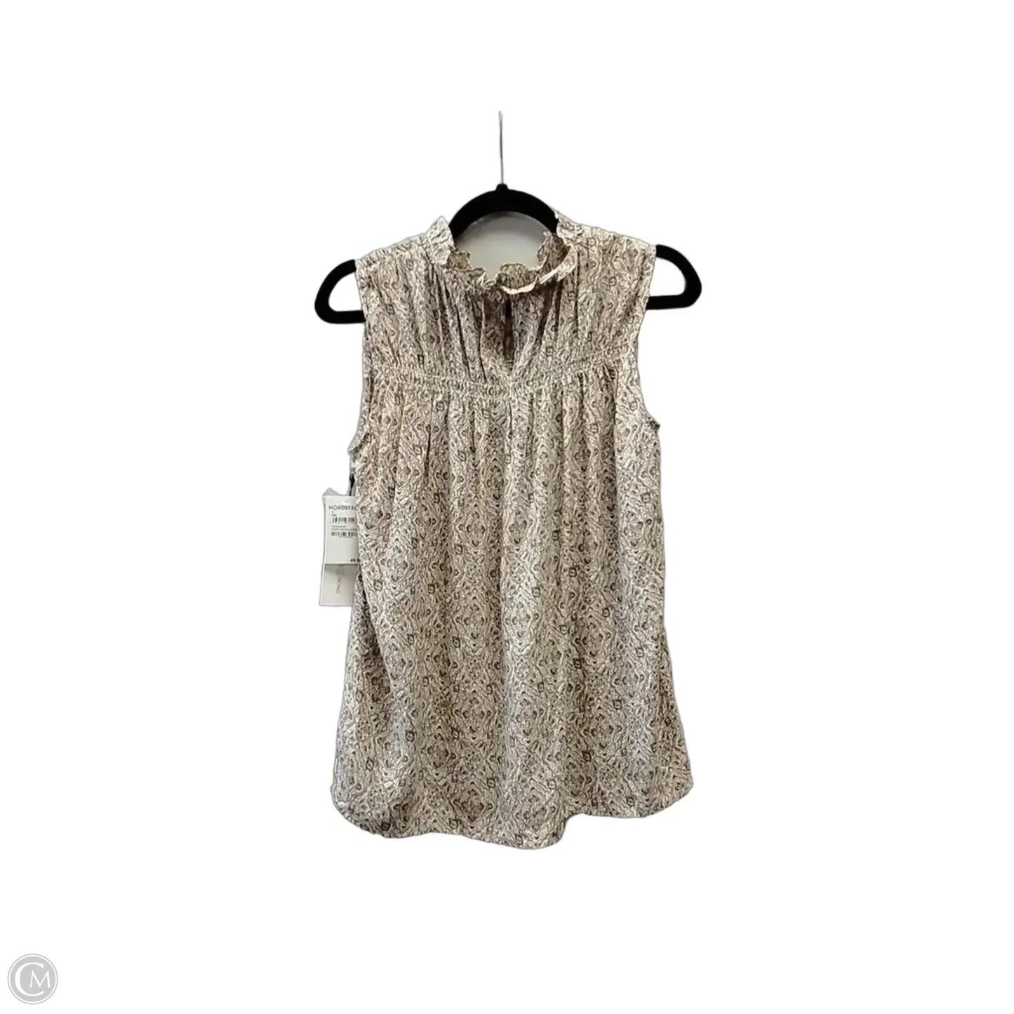 Blouse Sleeveless By Treasure And Bond In Brown & Cream, Size: S