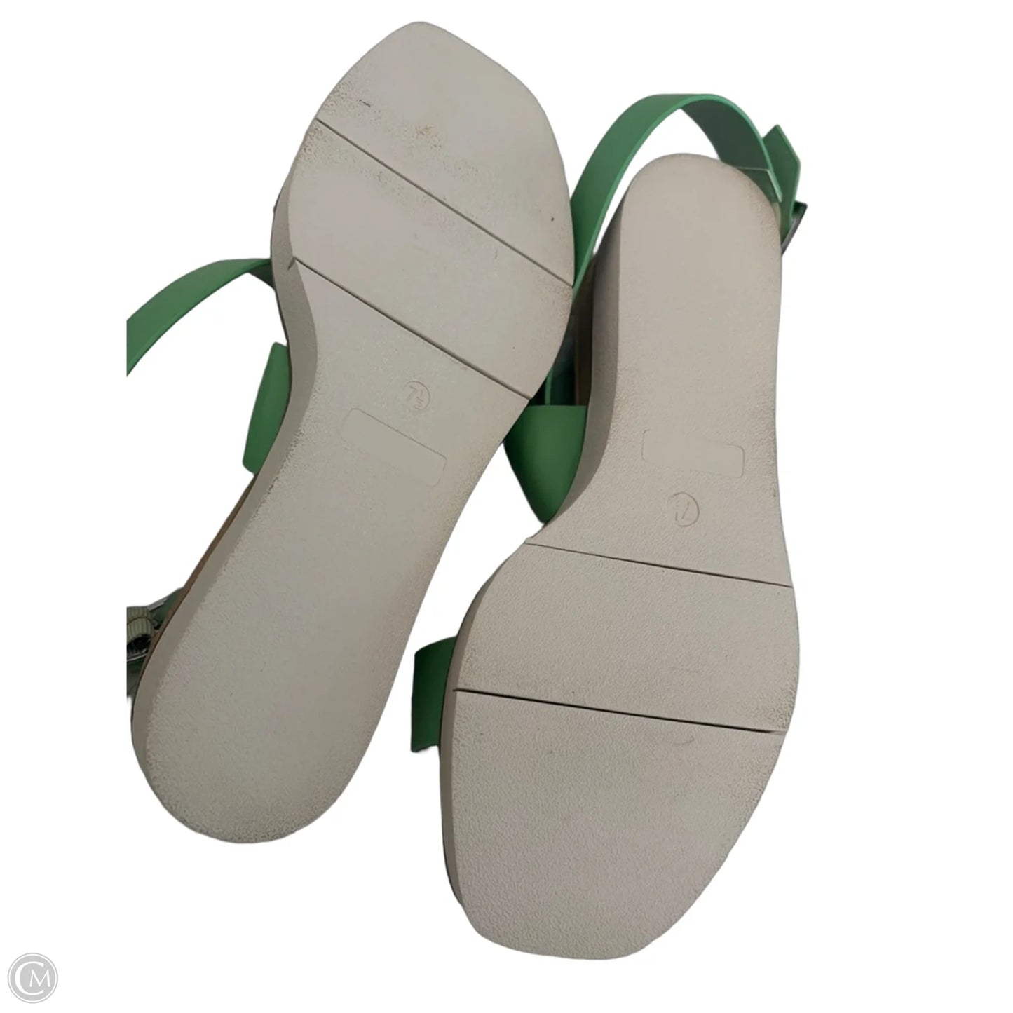 Sandals Flats By Journee In Green & Tan, Size: 7.5