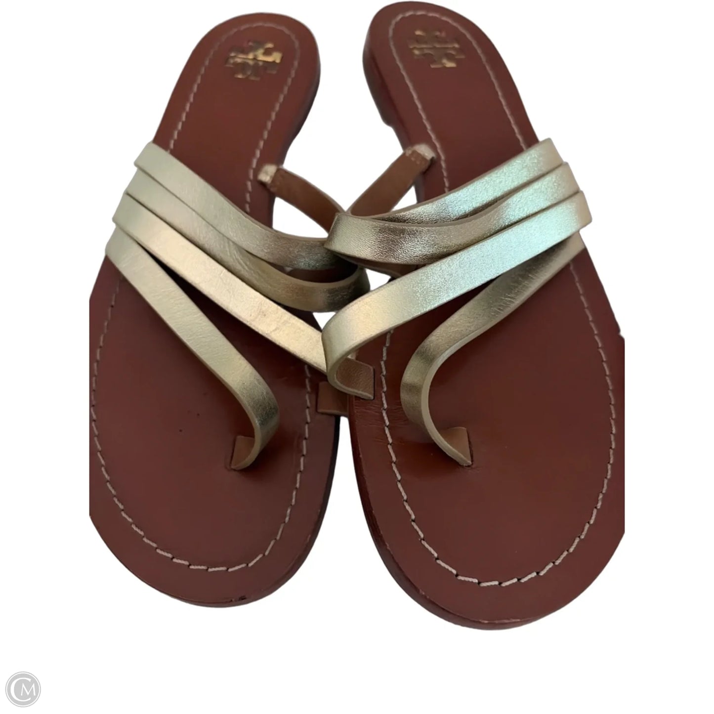 Sandals Designer By Tory Burch In Brown & Gold, Size: 8