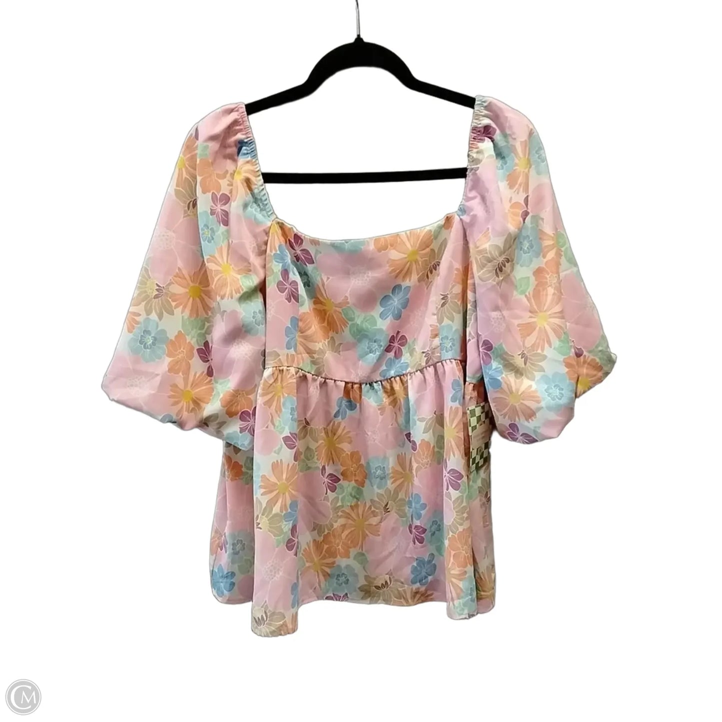 Blouse Short Sleeve By Cme In Floral Print, Size: L