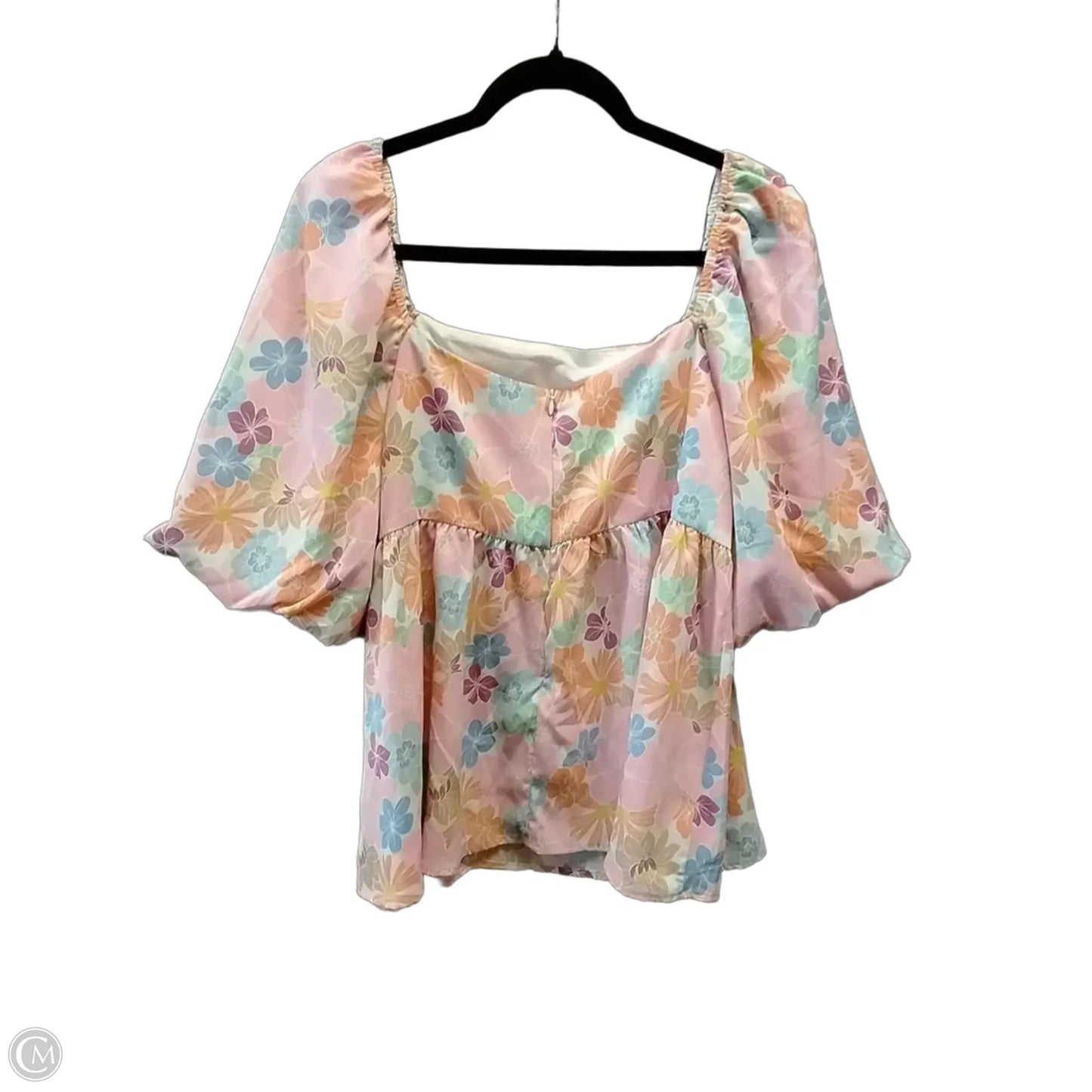 Blouse Short Sleeve By Cme In Floral Print, Size: L
