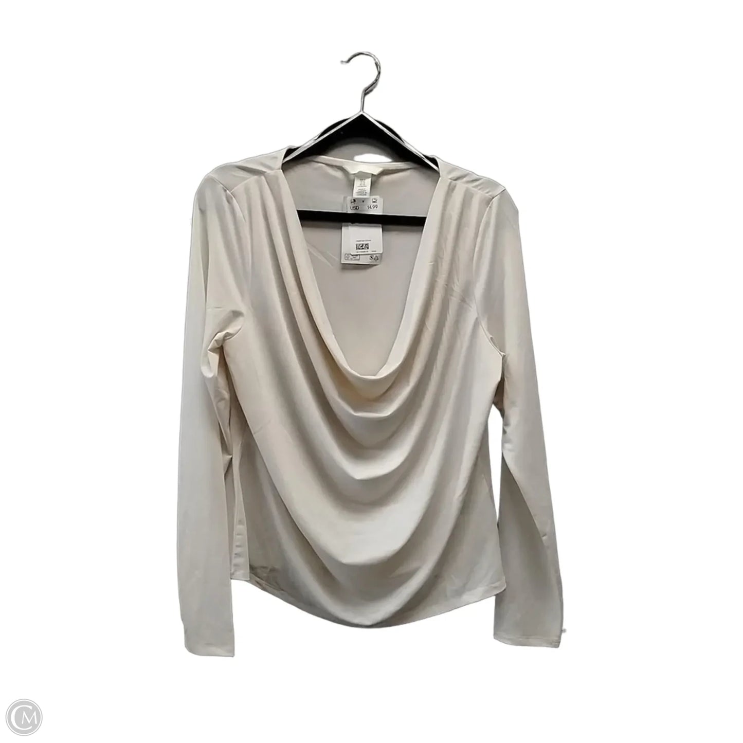Blouse Long Sleeve By H&m In Cream, Size: Xl