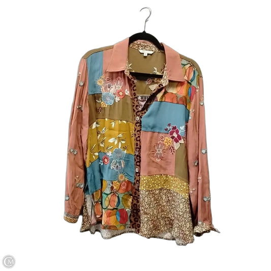 Blouse Long Sleeve By John Mark In Multi-colored, Size: Lp