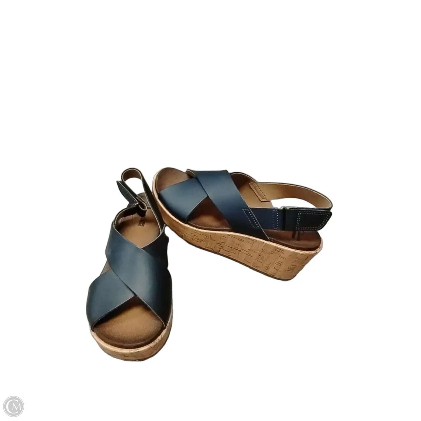 Sandals Heels Wedge By Clarks In Blue, Size: 7