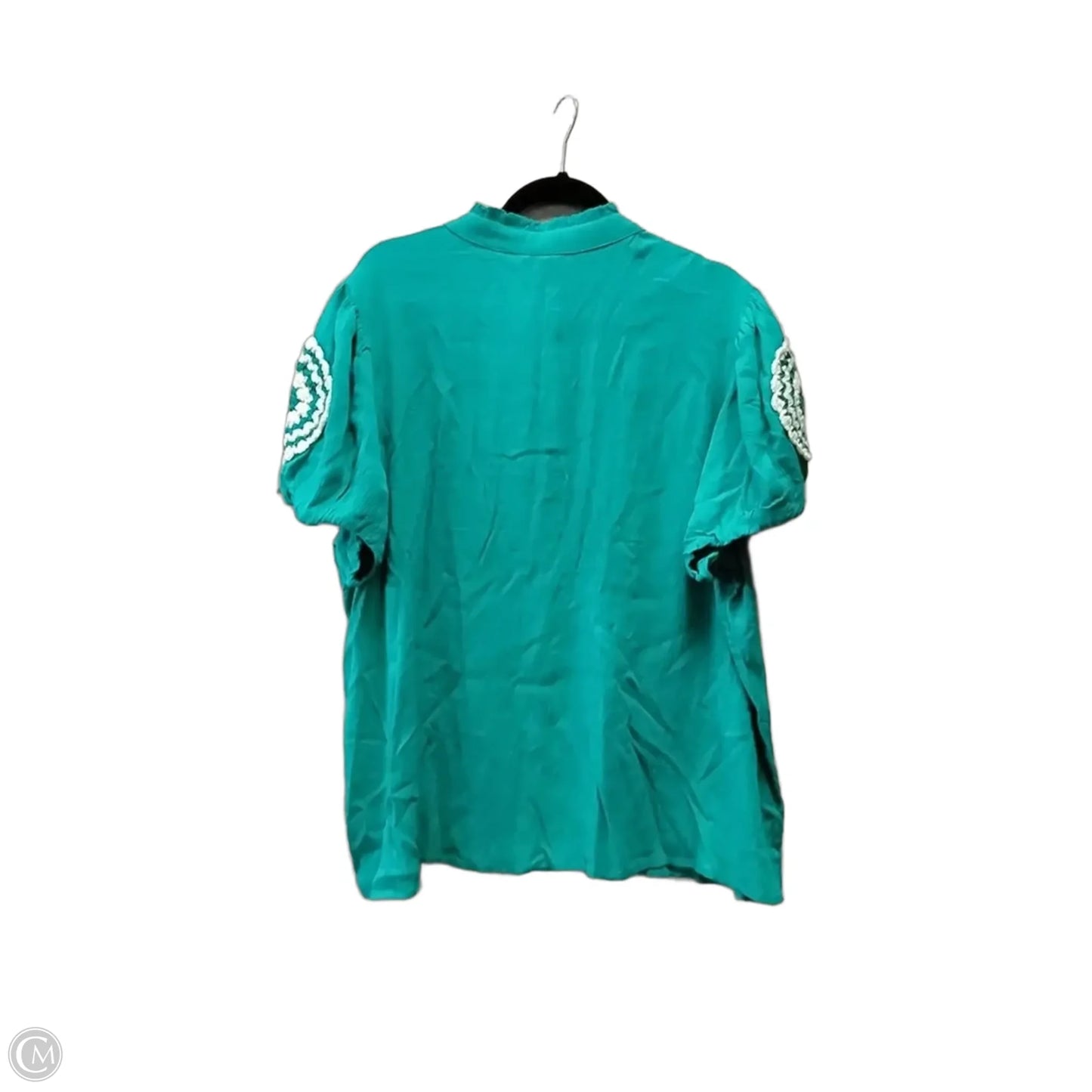Blouse Short Sleeve By Cato In Green & White, Size: 1x