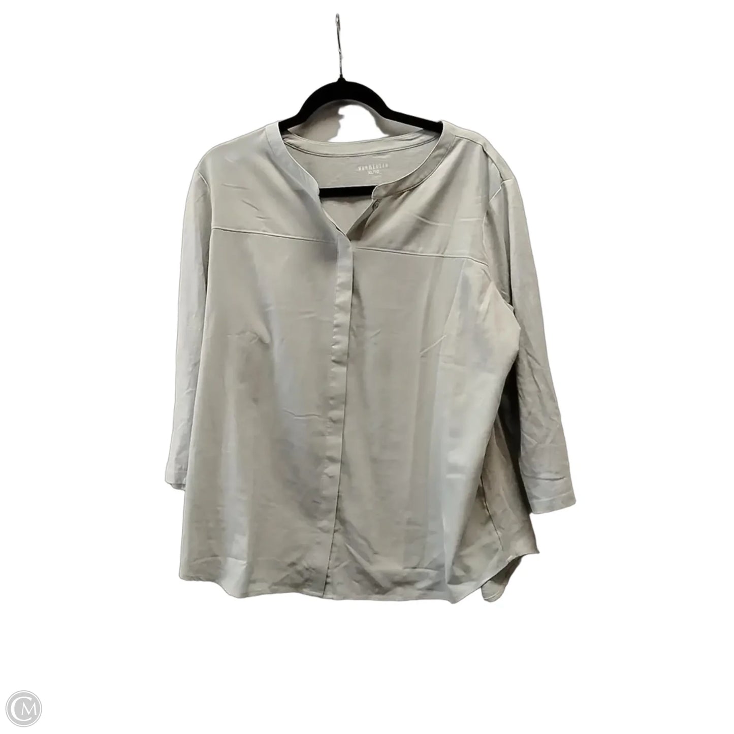 Blouse Long Sleeve By Van Heusen In Grey, Size: Xl