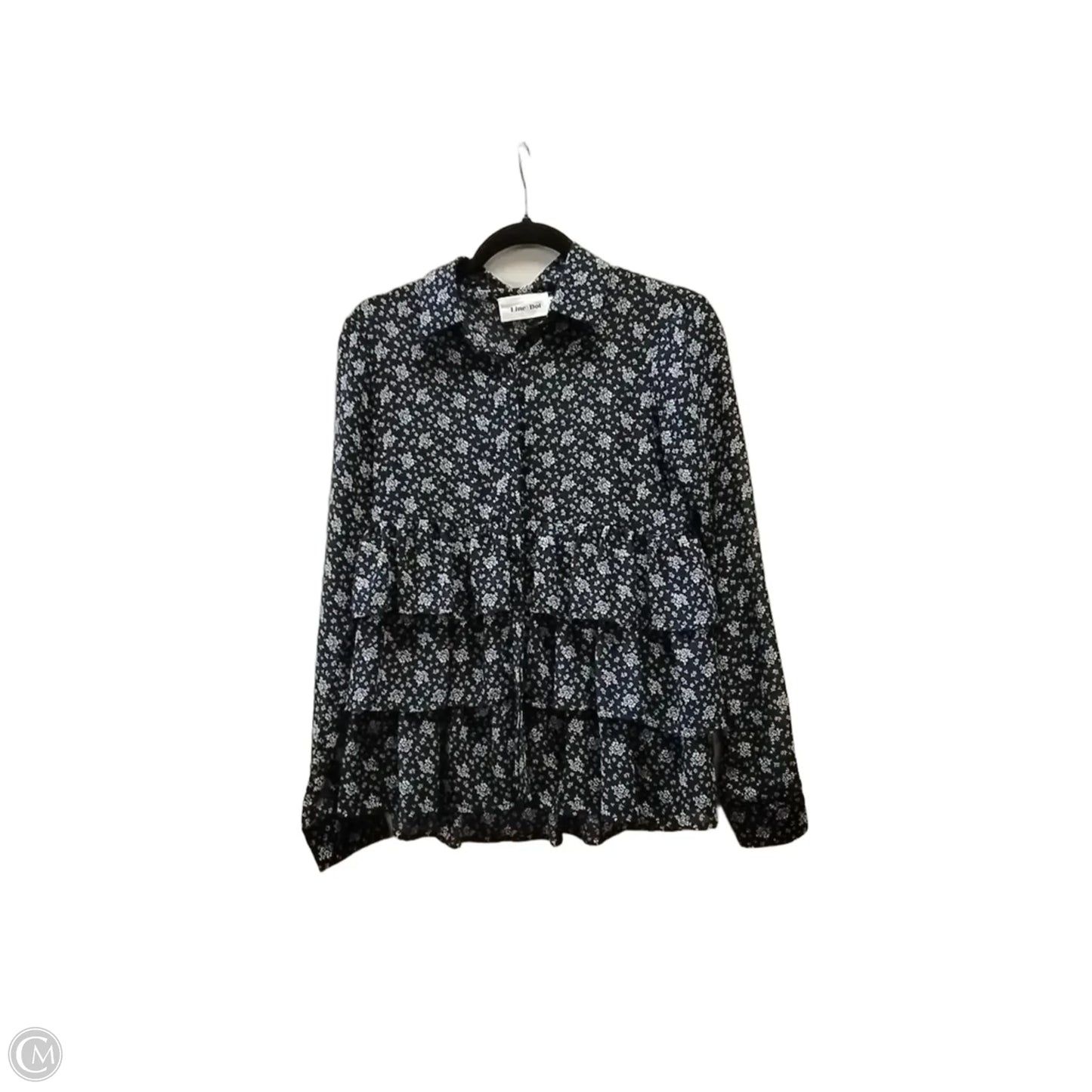 Blouse Long Sleeve By Line & Dot In Blue & White, Size: Xs