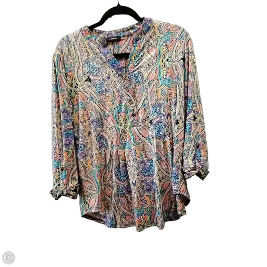 Blouse Long Sleeve By Cocomo In Multi-colored, Size: L