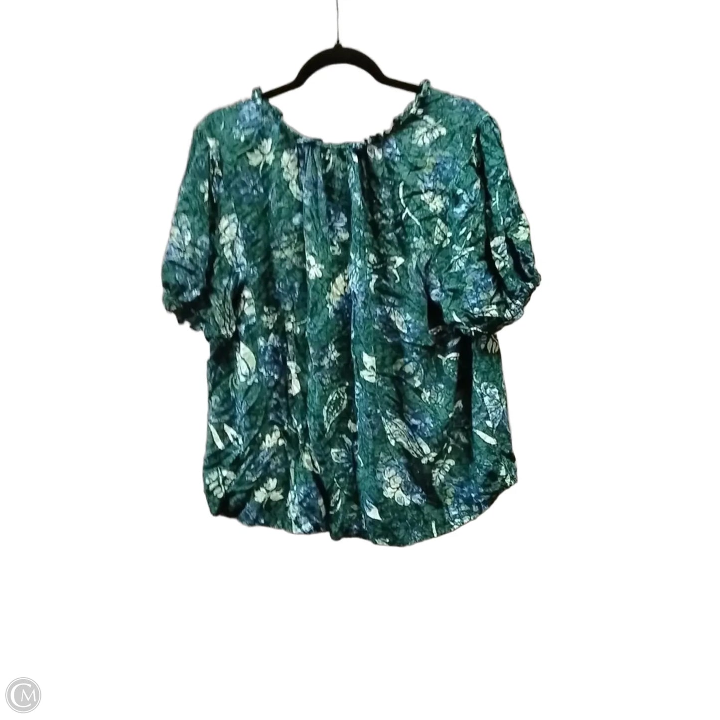 Blouse 3/4 Sleeve By Style And Company In Blue & Green, Size: Xl